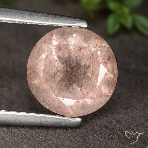 1.72ct Natürlicher Mittel-Hellrosa Erdbeerquarz, Runden, Lichtdurchlässig