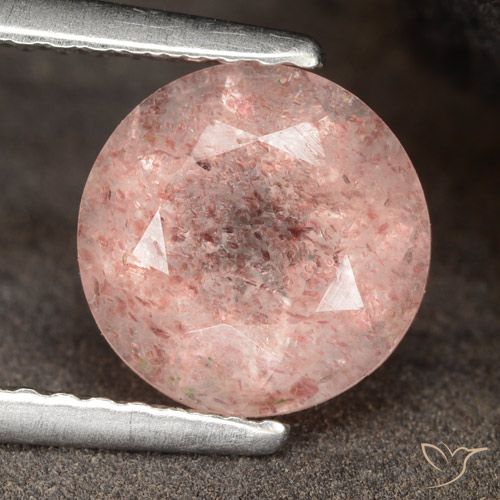 1.88ct Natürlicher Flamingorosa Erdbeerquarz, Runden, Lichtdurchlässig