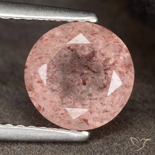 1.98ct Natürlicher Erdiges Rosa Erdbeerquarz, Runden, Lichtdurchlässig