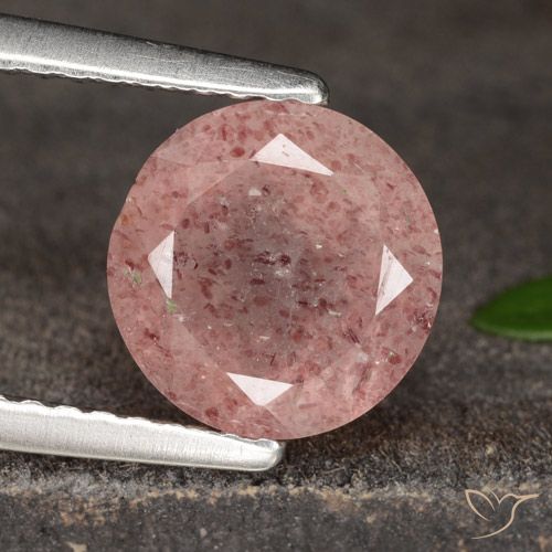 1.72ct Natürlicher hellrose-rosa Erdbeerquarz, Runden, Lichtdurchlässig