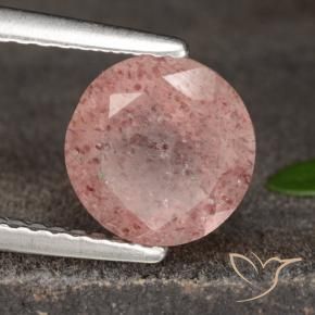 9,17 ctw natürlicher hellrose-rosa Erdbeerquarz, Runden, Lichtdurchlässig