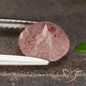 9,17 ctw natürlicher hellrose-rosa Erdbeerquarz, Runden, Lichtdurchlässig