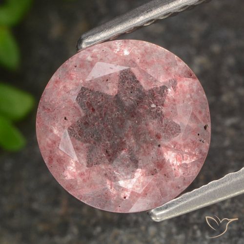 1.66ct Natürlicher hellrosa Erdbeerquarz, Runden, Lichtdurchlässig