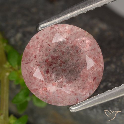 1.77ct Natürlicher hellrose-rosa Erdbeerquarz, Runden, Lichtdurchlässig