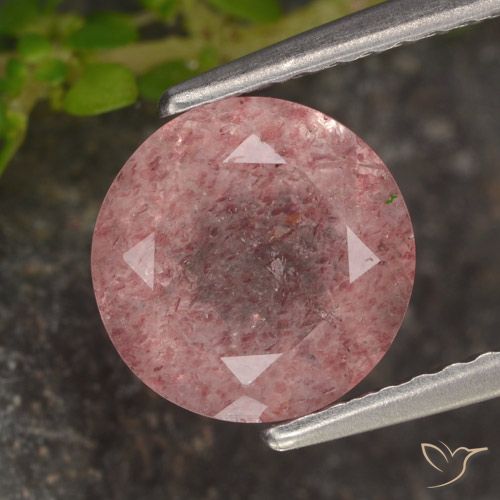 1.72ct Natürlicher rose-rosa Erdbeerquarz, Runden, Lichtdurchlässig