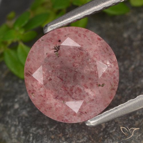 1.64ct Natürlicher rose-rosa Erdbeerquarz, Runden, Lichtdurchlässig
