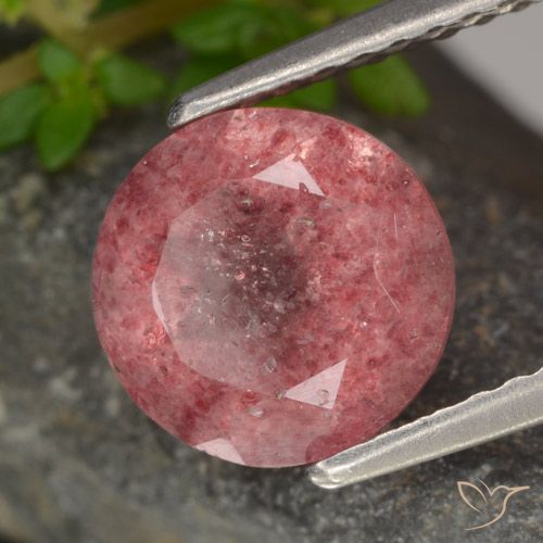 1.80ct Natürlicher Dunkelrosa Erdbeerquarz, Runden, Lichtdurchlässig
