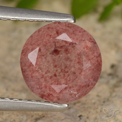 1.81ct Natürlicher rose-rosa Erdbeerquarz, Runden, Lichtdurchlässig