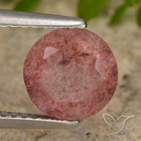 9,17 ctw natürlicher rose-rosa Erdbeerquarz, Runden, Lichtdurchlässig