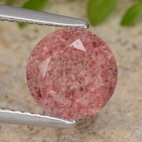 1.76ct Natürlicher Mittelrosa Erdbeerquarz, Runden, Lichtdurchlässig