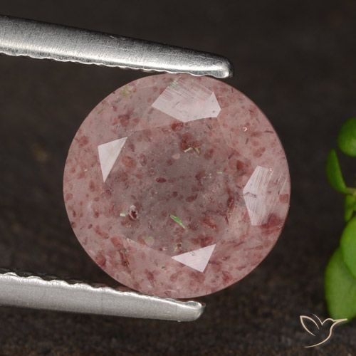 1.64ct Natürlicher Mittelrosa Erdbeerquarz, Runden, Lichtdurchlässig