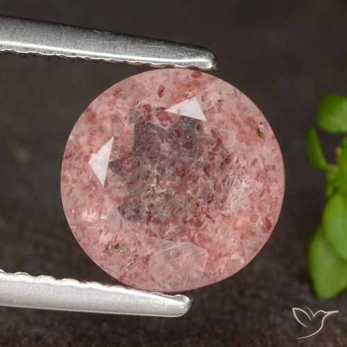 1.69ct Natürlicher hellrose-rosa Erdbeerquarz, Runden, Lichtdurchlässig