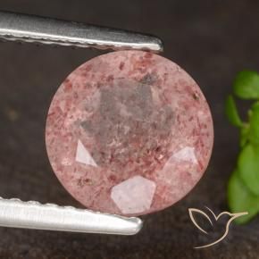 9,17 ctw natürlicher hellrose-rosa Erdbeerquarz, Runden, Lichtdurchlässig