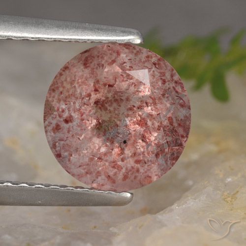 1.88ct Natürlicher rose-rosa Erdbeerquarz, Runden, Lichtdurchlässig