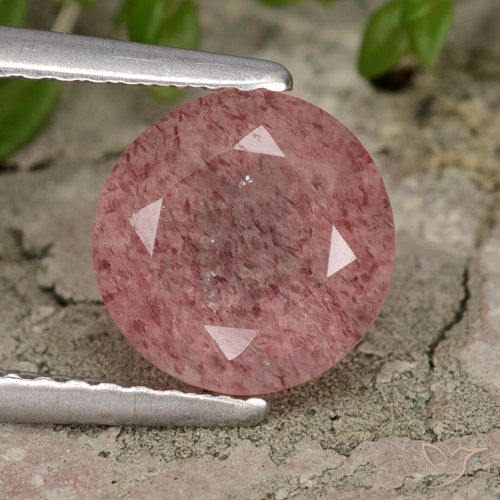 1.89ct Natürlicher Mittelrosa Erdbeerquarz, Runden, Lichtdurchlässig