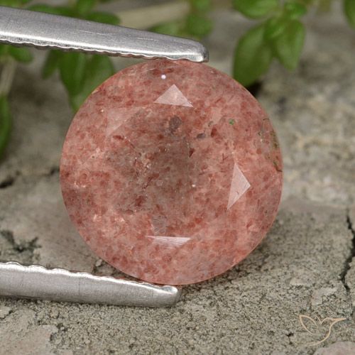 1.76ct Natürlicher Dunkelpink Erdbeerquarz, Runden, Lichtdurchlässig