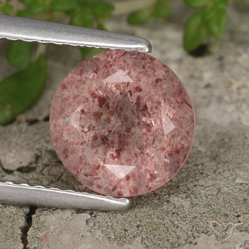 2.04ct Natürlicher Rosa Ton Erdbeerquarz, Runden, Lichtdurchlässig
