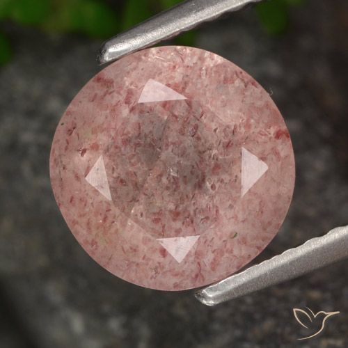 1.83ct Natürlicher Dunkelpink Erdbeerquarz, Runden, Lichtdurchlässig