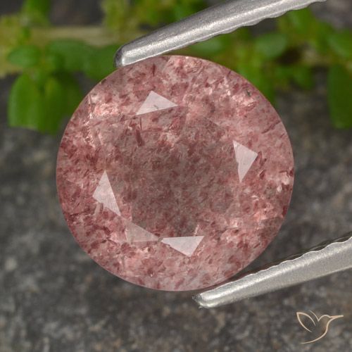 1.74ct Natürlicher Mittelrosa Erdbeerquarz, Runden, Lichtdurchlässig