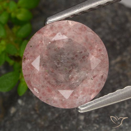 1.62ct Natürlicher Helles Kaugummirosa Erdbeerquarz, Runden, Transparent