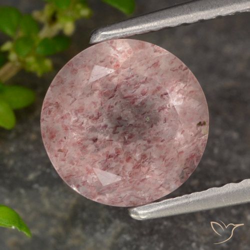 1.90ct Natürlicher hellrosa Erdbeerquarz, Runden, Lichtdurchlässig