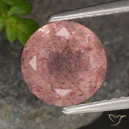 1.88ct Natürlicher Mittelrosa Erdbeerquarz, Runden, Lichtdurchlässig