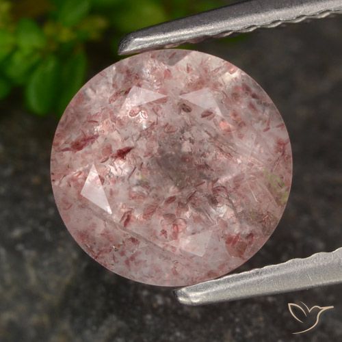 1.98ct Natürlicher hellrosa Erdbeerquarz, Runden, Lichtdurchlässig