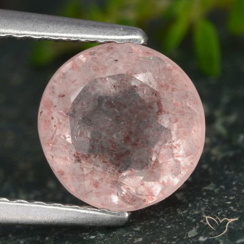 1.85ct Natürlicher hellrosa Erdbeerquarz, Runden, Lichtdurchlässig