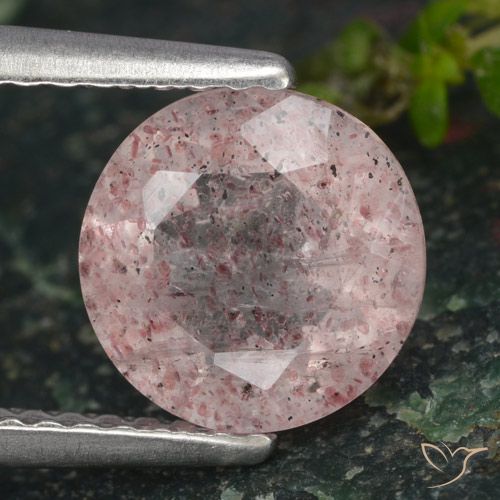 1.56ct Natürlicher hellrosa Erdbeerquarz, Runden, Lichtdurchlässig