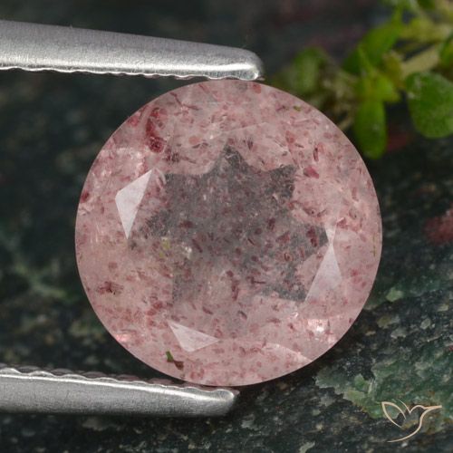 1.70ct Natürlicher hellrosa Erdbeerquarz, Runden, Lichtdurchlässig