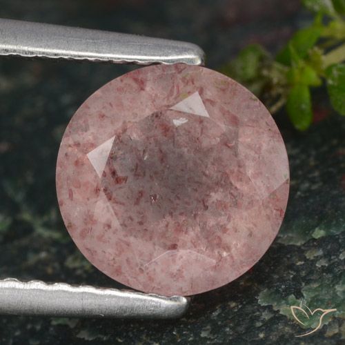 1.59ct Natürlicher hellrosa Erdbeerquarz, Runden, Lichtdurchlässig
