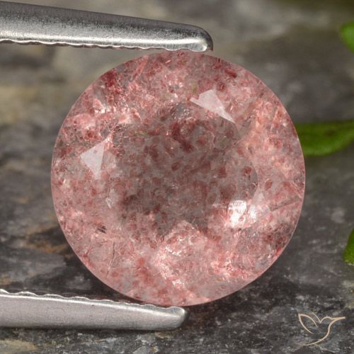 1.81ct Natürlicher Mittelrosa Erdbeerquarz, Runden, Lichtdurchlässig