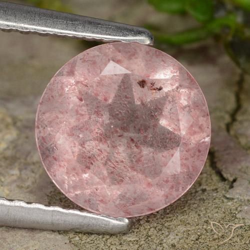1.61ct Natürlicher hellrosa Erdbeerquarz, Runden, Lichtdurchlässig