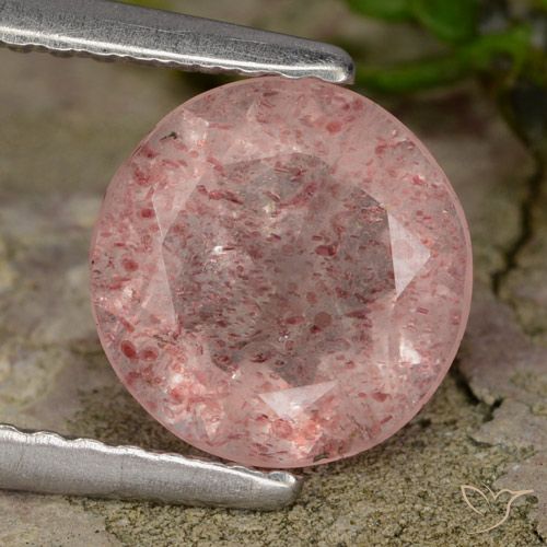 1.51ct Natürlicher hellrosa Erdbeerquarz, Runden, Lichtdurchlässig