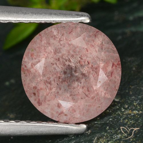 1.83ct Natürlicher hellrosa Erdbeerquarz, Runden, Lichtdurchlässig