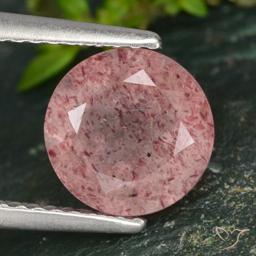 2.10ct Natürlicher Mittelrosa Erdbeerquarz, Runden, Lichtdurchlässig