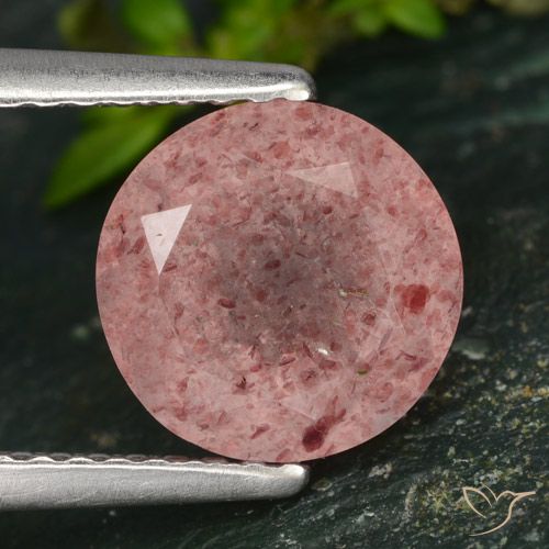 2.16ct Natürlicher Dunkelrosa Erdbeerquarz, Runden, Lichtdurchlässig