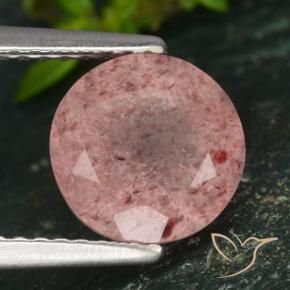 9,17 ctw natürlicher Dunkelrosa Erdbeerquarz, Runden, Lichtdurchlässig