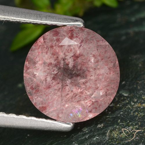 1.96ct Natürlicher rose-rosa Erdbeerquarz, Runden, Lichtdurchlässig
