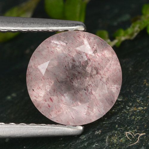 1.78ct Natürlicher hellrosa Erdbeerquarz, Runden, Lichtdurchlässig