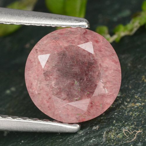 1.77ct Natürlicher rose-rosa Erdbeerquarz, Runden, Lichtdurchlässig
