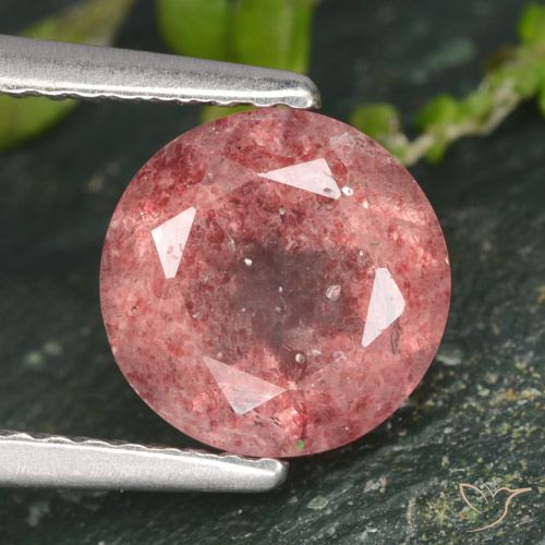 1.77ct Natürlicher rose-rosa Erdbeerquarz, Runden, Lichtdurchlässig