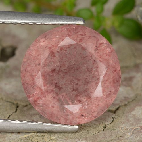 4.68ct Natürlicher Mittelrosa Erdbeerquarz, Runden, Lichtdurchlässig