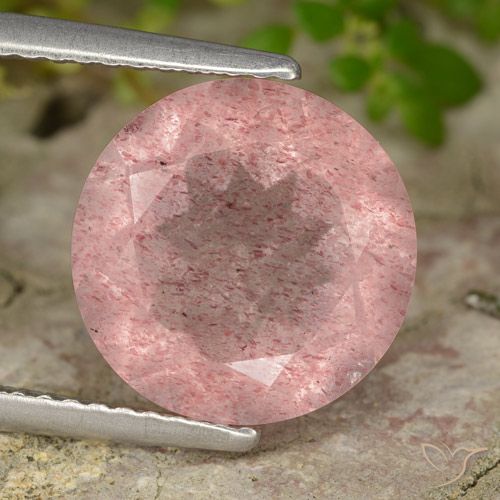 4.16ct Natürlicher Erdiges Rosa Erdbeerquarz, Runden, Lichtdurchlässig