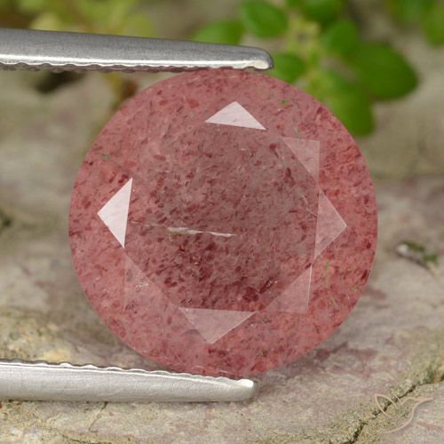 4.49ct Natürlicher Mittelrosa Erdbeerquarz, Runden, Lichtdurchlässig