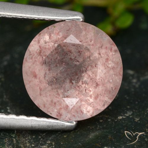 1.73ct Natürlicher hellrosa Erdbeerquarz, Runden, Lichtdurchlässig