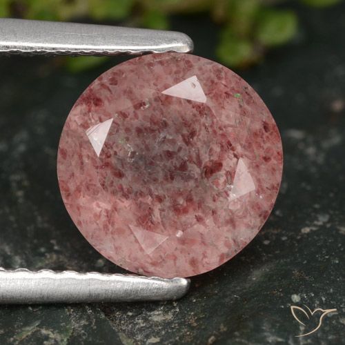 1.93ct Natürlicher Mittelrosa Erdbeerquarz, Runden, Lichtdurchlässig