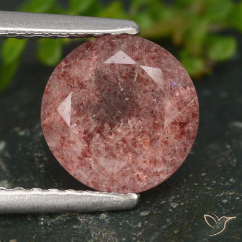 1.80ct Natürlicher Mittelrosa Erdbeerquarz, Runden, Lichtdurchlässig