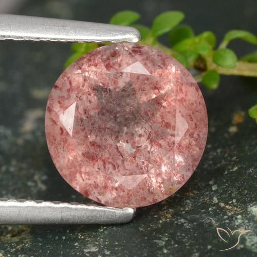 1.78ct Natürlicher Mittelrosa Erdbeerquarz, Runden, Lichtdurchlässig