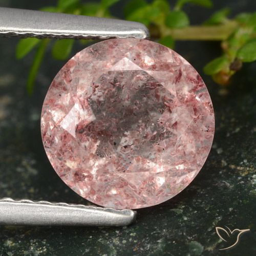 2.01ct Natürlicher hellrosa Erdbeerquarz, Runden, Lichtdurchlässig
